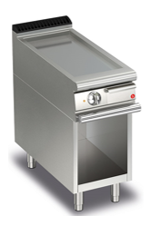 ELECTRIC SMOOTH PLATE GRIDDLE ON OPEN CUPBOARD 40x70x87 cm