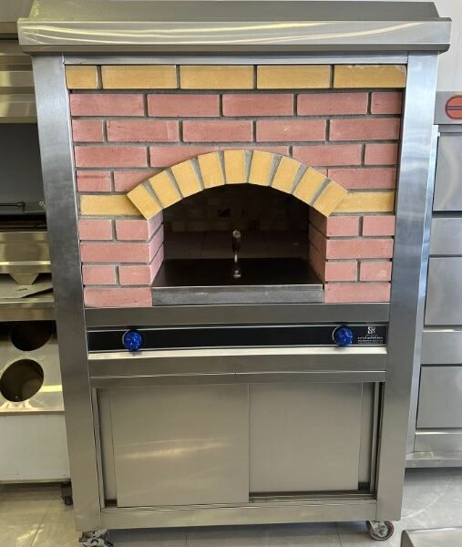 Stone and Steel Cover on Sides Pizza oven (high pressure) with bottom cabinet Dim: 120x120x185 cm
