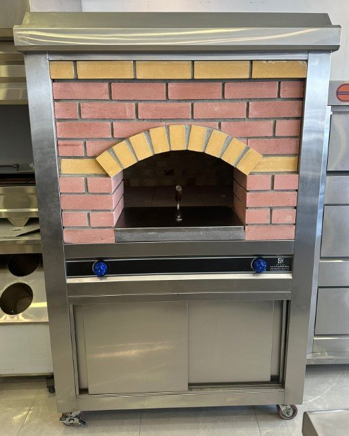APO-1.jpg Stone and Steel Cover on Sides Pizza oven (high pressure) with bottom cabinet Dim: 120x120x185 cm - Image 1